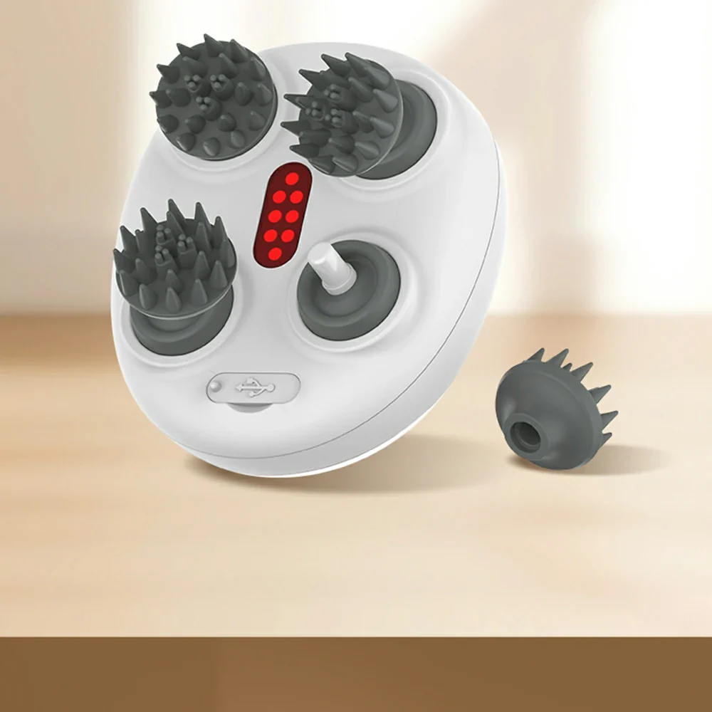 RELAXA Scalp Massager, Four-Claw Kneading Massage, Soft Silicone Heads, IPX7 Waterproof Cordless Design - Grey - Image 2