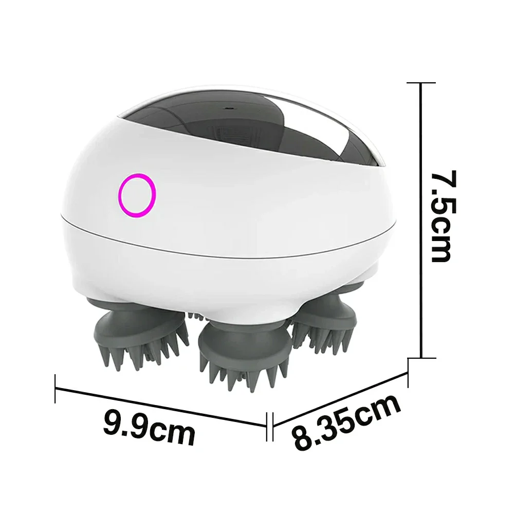 RELAXA Scalp Massager, Four-Claw Kneading Massage, Soft Silicone Heads, IPX7 Waterproof Cordless Design - Grey - Image 5