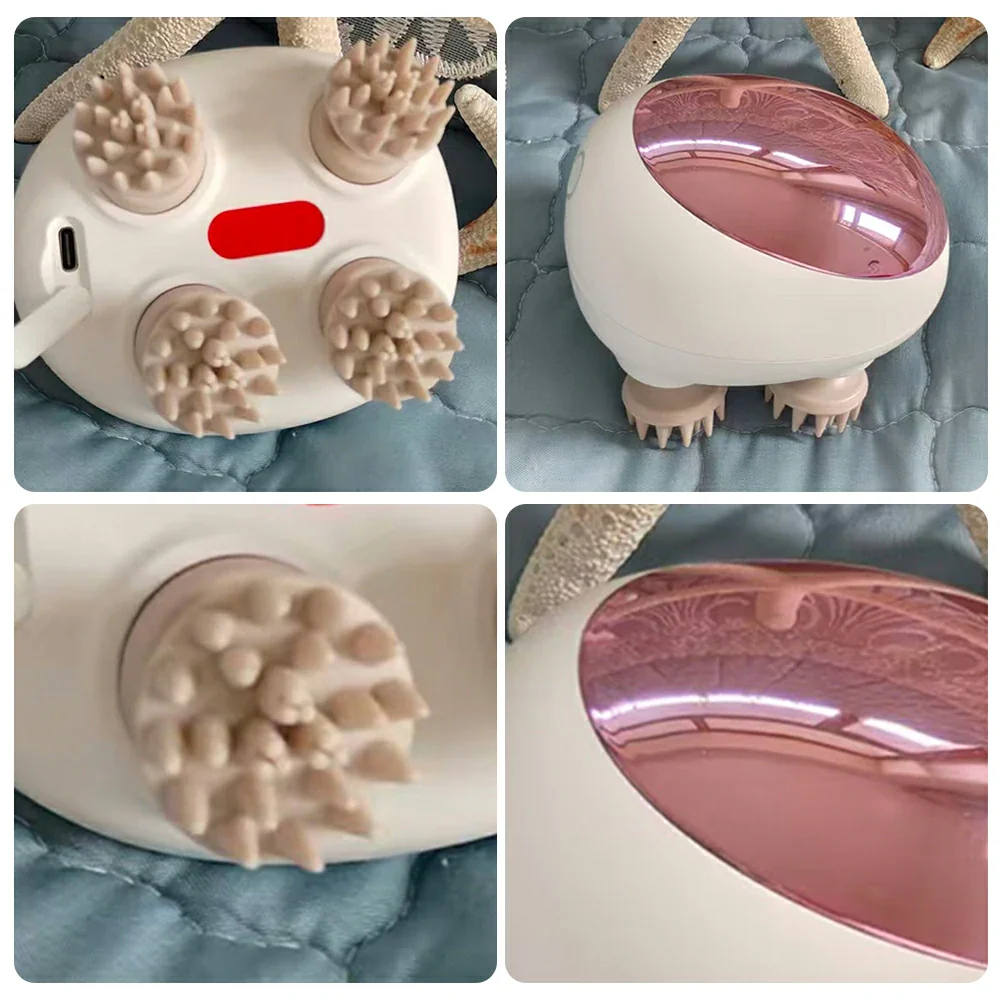 RELAXA Scalp Massager, Four-Claw Kneading Massage, Soft Silicone Heads, IPX7 Waterproof Cordless Design - Pink - Image 3