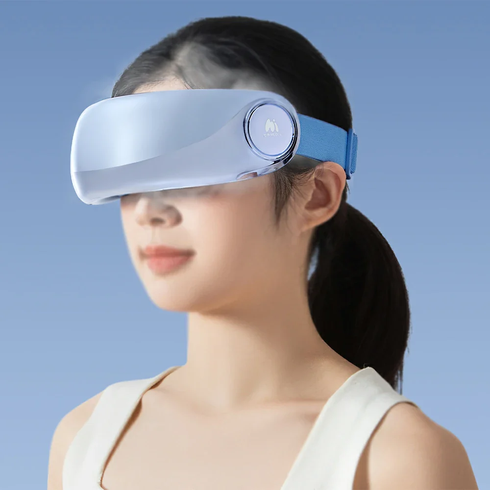 RELAXA Eye Massager with Hydrating Mist Deep Relaxation Pressure Point Massage Wireless Portable Design - Blue - Image 2