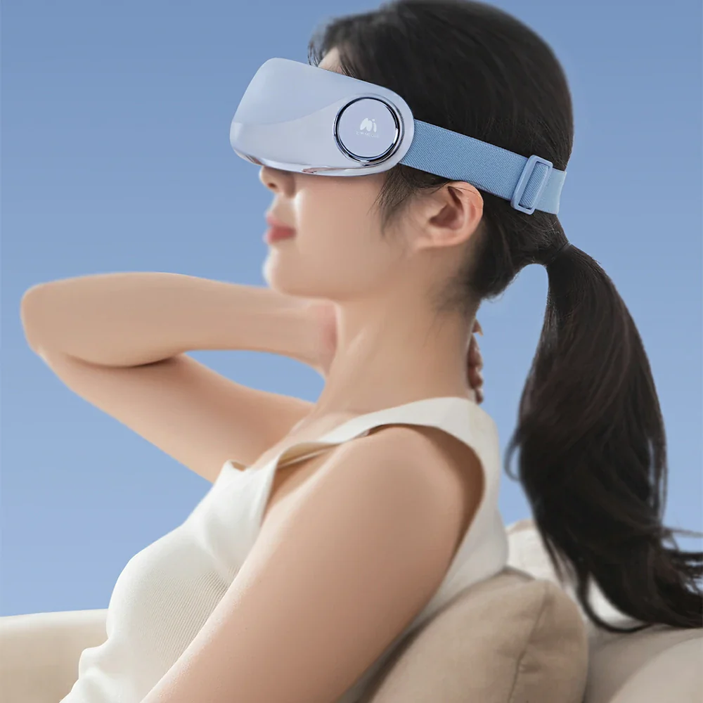 RELAXA Eye Massager with Hydrating Mist Deep Relaxation Pressure Point Massage Wireless Portable Design - Blue - Image 4