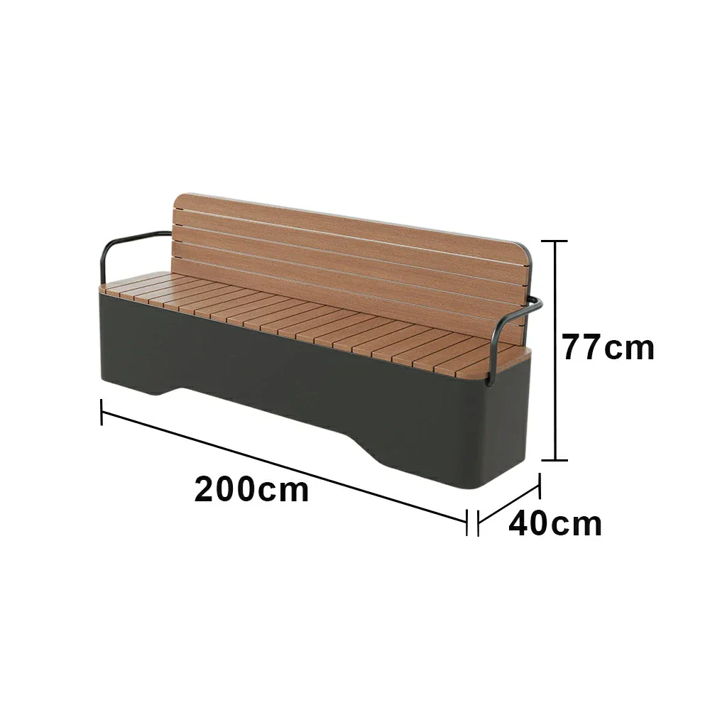 SOLARA Outdoor Garden Bench - Wood-Plastic Slatted Seat with Iron Frame, 120/150/180/200cm Patio Park Seating Bench - Black - Image 20