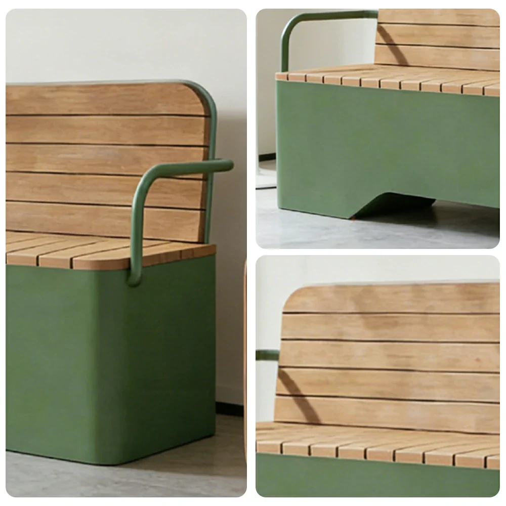 SOLARA Outdoor Garden Bench - Wood-Plastic Slatted Seat with Iron Frame, 120/150/180/200cm Patio Park Seating Bench -Green - Image 13