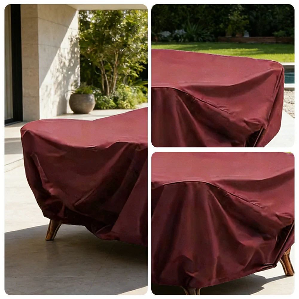 SOLARA Outdoor Table & Chair Rain Cover - 120/160/200cm Waterproof Oxford Fabric with Protective Rubber Backing, All-Weather Outdoor Protection - Wine Red - Image 3
