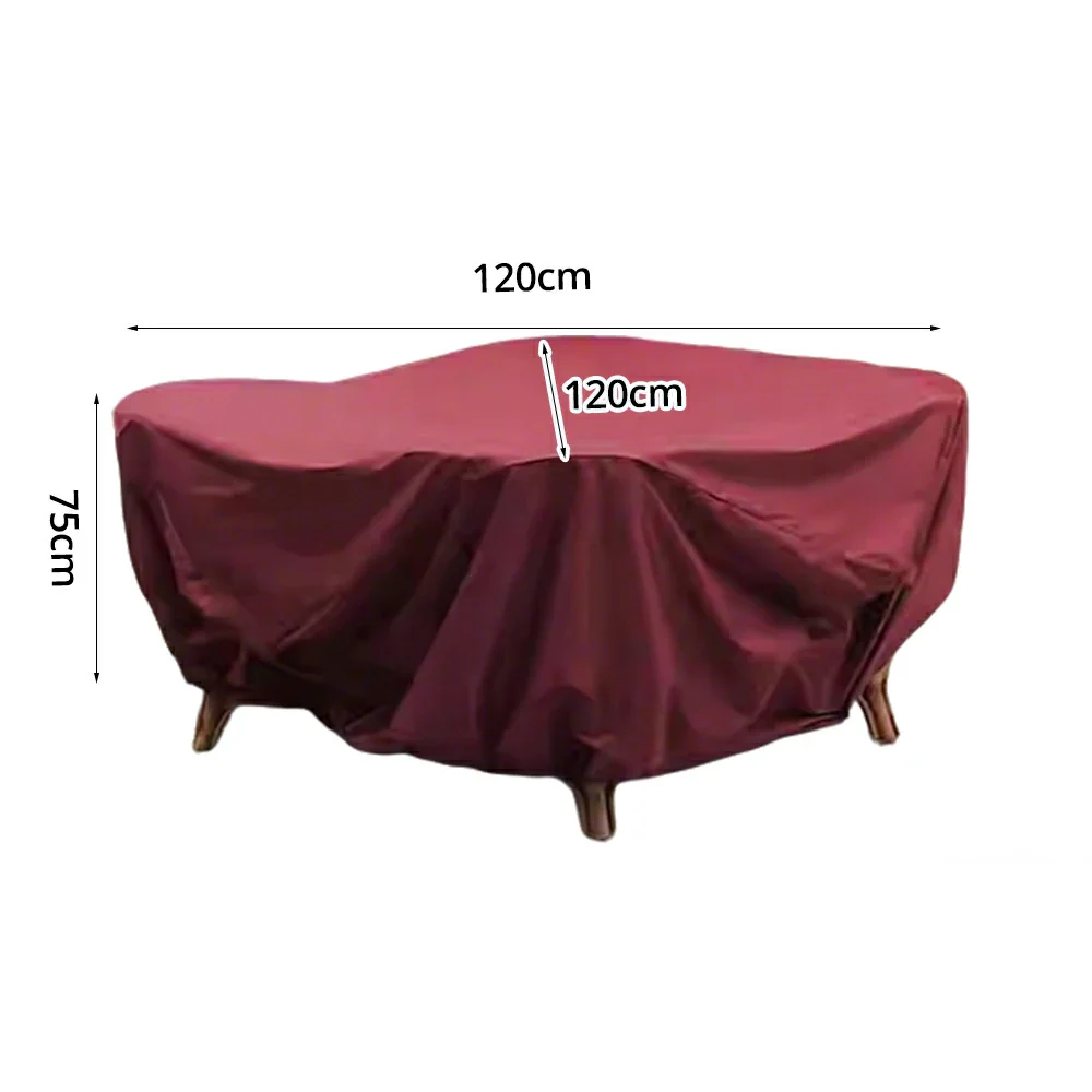 SOLARA Outdoor Table & Chair Rain Cover - 120/160/200cm Waterproof Oxford Fabric with Protective Rubber Backing, All-Weather Outdoor Protection - Wine Red - Image 5