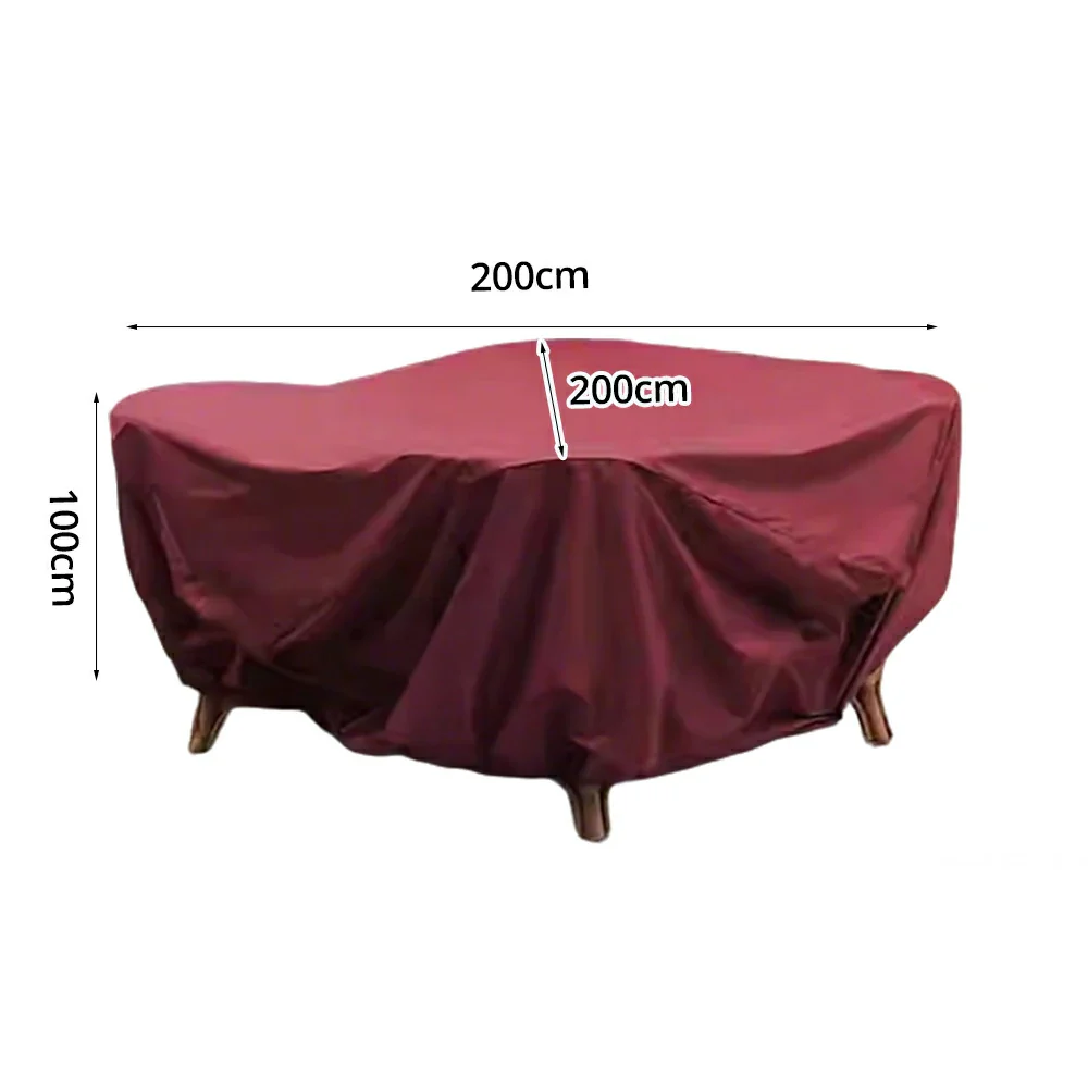 SOLARA Outdoor Table & Chair Rain Cover - 120/160/200cm Waterproof Oxford Fabric with Protective Rubber Backing, All-Weather Outdoor Protection - Wine Red - Image 7