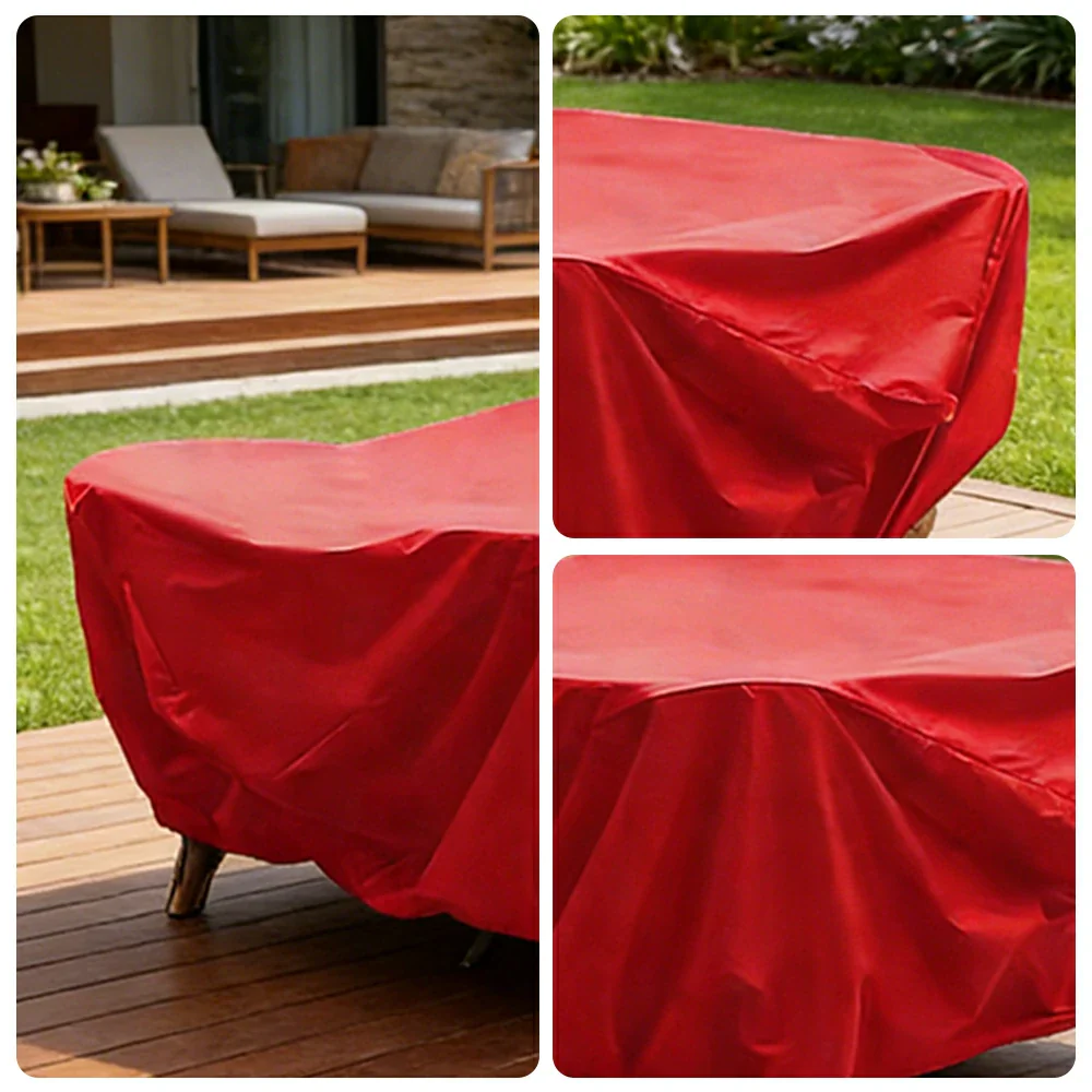 SOLARA Outdoor Table & Chair Rain Cover - 120/160/200cm Waterproof Oxford Fabric with Protective Rubber Backing, All-Weather Outdoor Protection - Red - Image 3