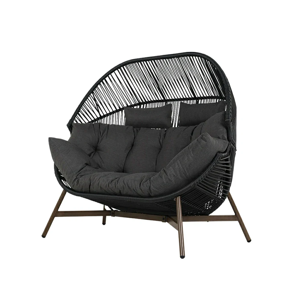 SOLARA Cloud Comfort Lounge Chair - Extra Wide Seating with Wraparound Cushion and Headrest, 142cm Patio Relax Chair - Matte Black