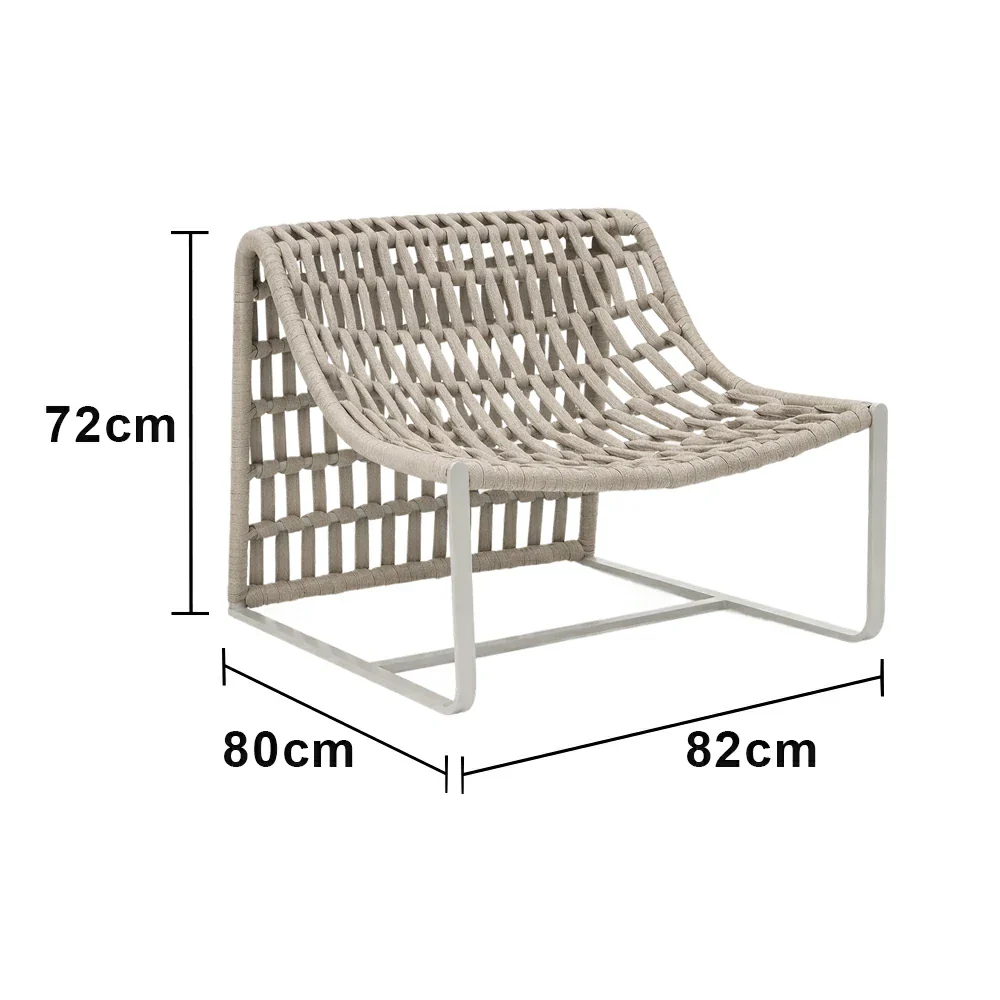 SOLARA Mesh Tube Lounge Chair - Powder-Coated Aluminium Frame Relax Chair with Footrest - Light Grey - Image 5