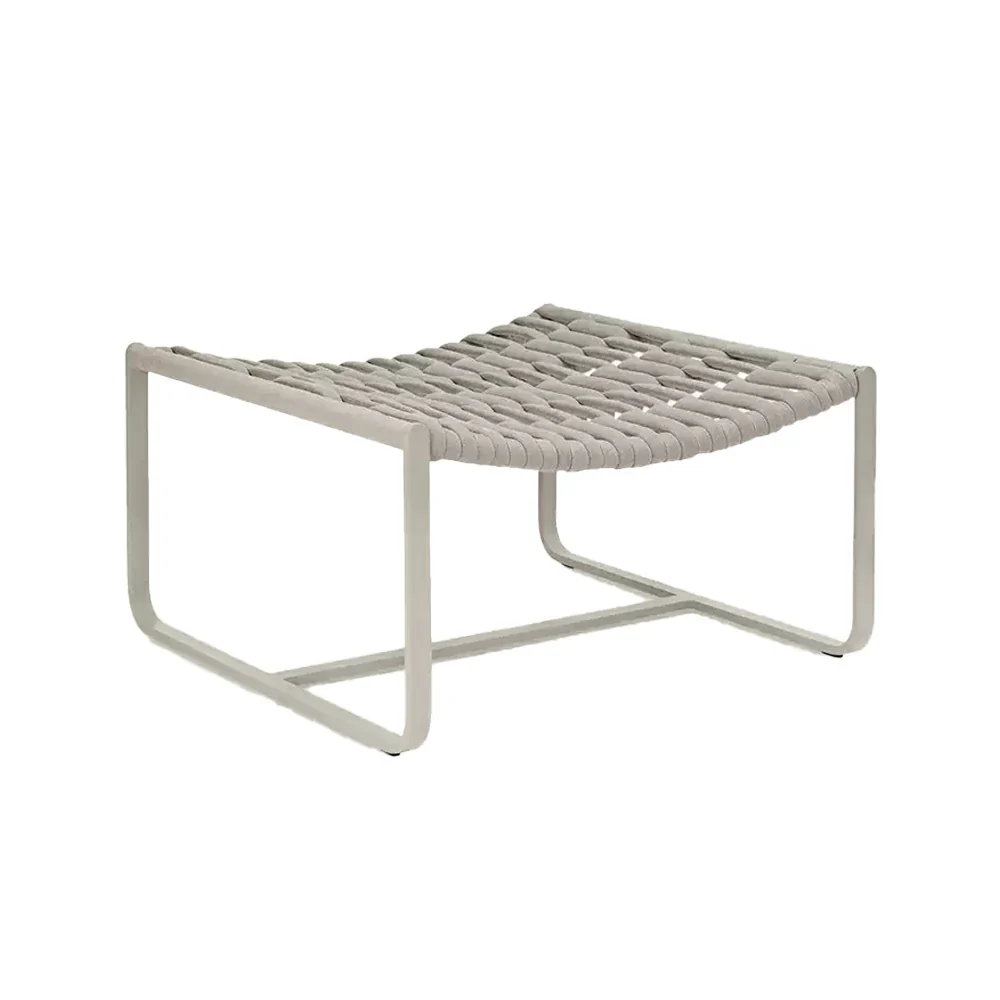 SOLARA Mesh Tube Lounge Chair - Powder-Coated Aluminium Frame Relax Chair with Footrest - Light Grey - Image 6