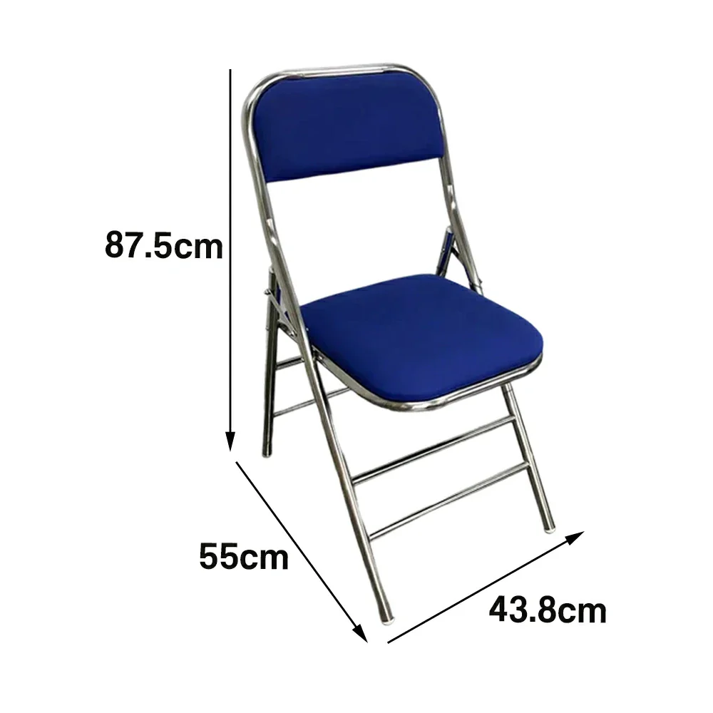 SOLARA Foldable Stainless Steel Chair 304 Anti-Rust PU Leather Seat Heavy Duty Space Saving Portable Seating for Home Kitchen Balcony - Blue - Image 5