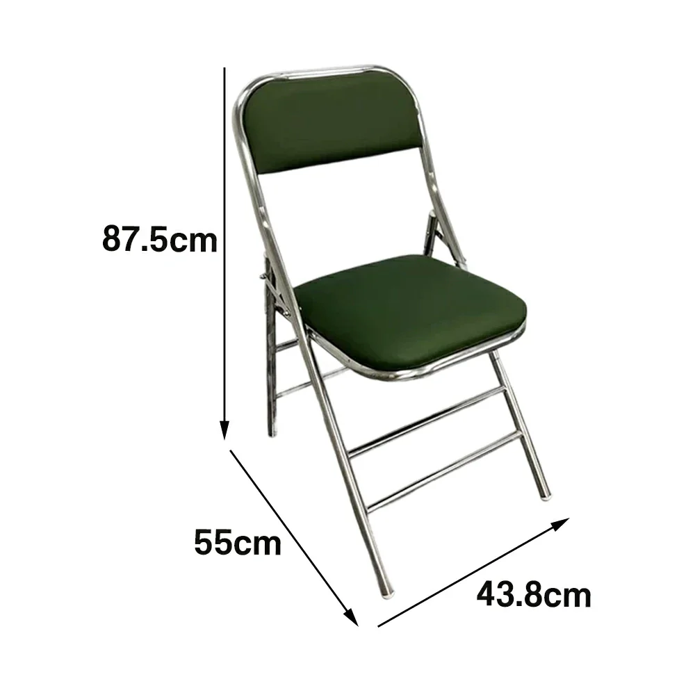 SOLARA Foldable Stainless Steel Chair 304 Anti-Rust PU Leather Seat Heavy Duty Space Saving Portable Seating for Home Kitchen Balcony - Green - Image 5