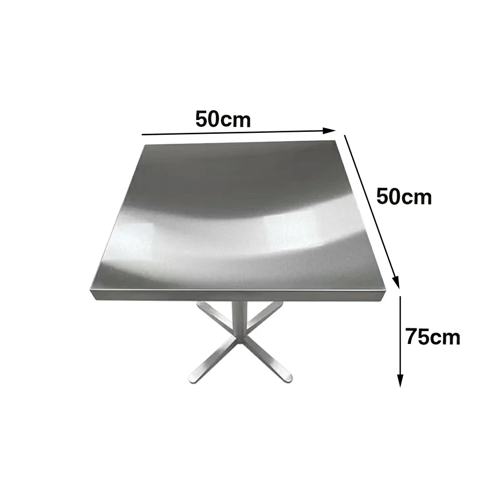 SOLARA Stainless Steel Thick Edge Square Table Heavy Duty Stable Frame Multi-Size 50/60/80cm for Kitchen Café Dining - Image 5