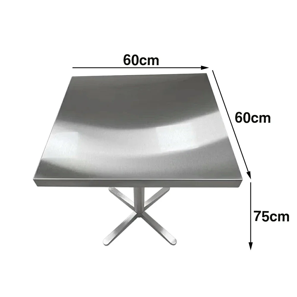 SOLARA Stainless Steel Thick Edge Square Table Heavy Duty Stable Frame Multi-Size 50/60/80cm for Kitchen Café Dining - Image 6