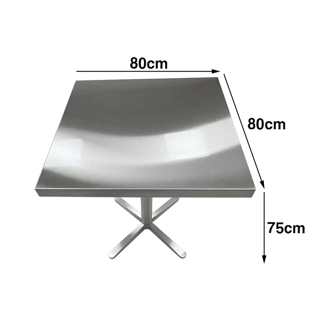 SOLARA Stainless Steel Thick Edge Square Table Heavy Duty Stable Frame Multi-Size 50/60/80cm for Kitchen Café Dining - Image 7