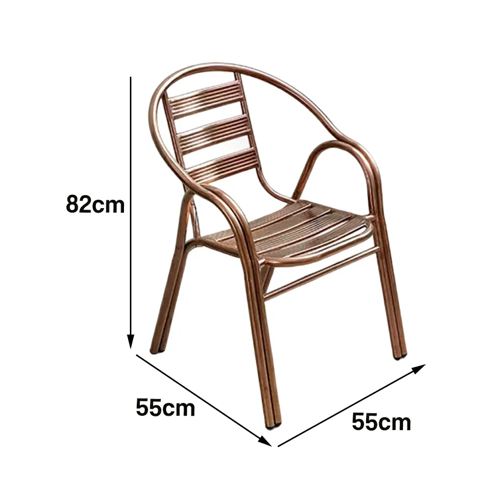 SOLARA Stainless Steel Outdoor Chair Weather Resistant Heavy Duty Reinforced Frame Patio Garden Balcony Seating - Rose Gold - Image 5