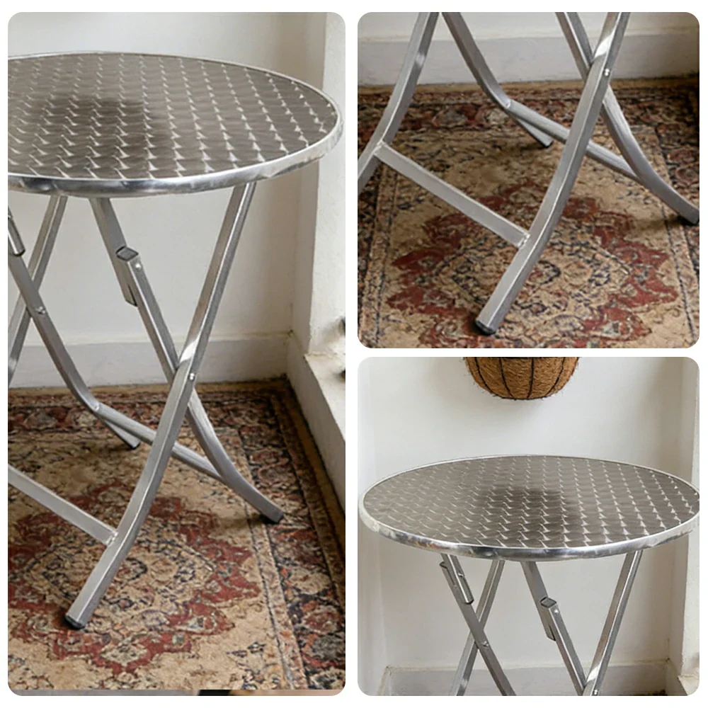 SOLARA Foldable Aluminium Round Outdoor Table Heavy Duty 200kg Load Thick Top Portable Multi-Size 60/70/80cm for Patio Camping - Image 3