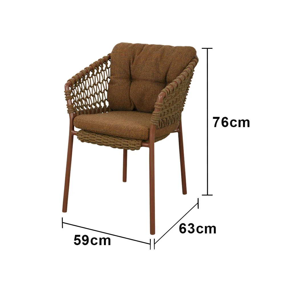 SOLARA Outdoor Woven Rope Chair - High-Density Cushion, Aviation-Grade Aluminium Frame, Waterproof UV-Resistant Patio Seating - Red - Image 5