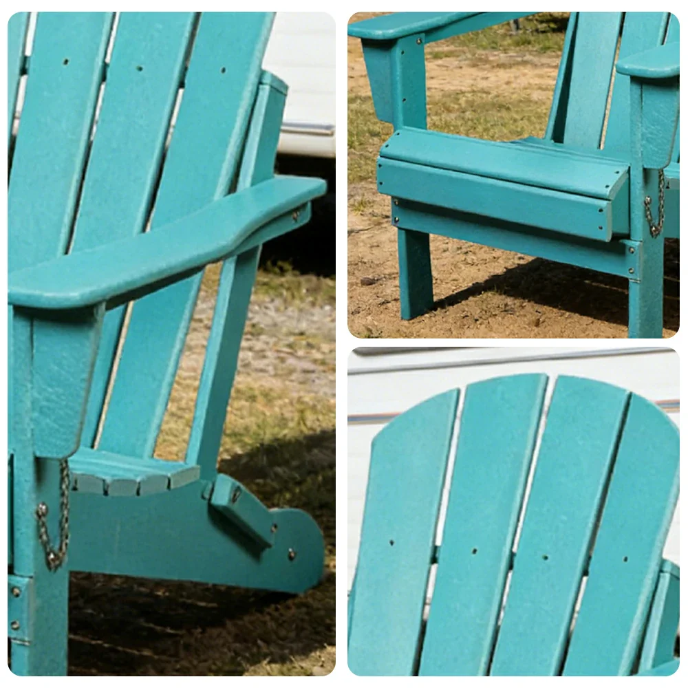 SOLARA Chair - Folding Outdoor Lounge Chair, Weather-Resistant HDPE Material, Classic Patio Garden Seating - Lighte Blue - Image 3