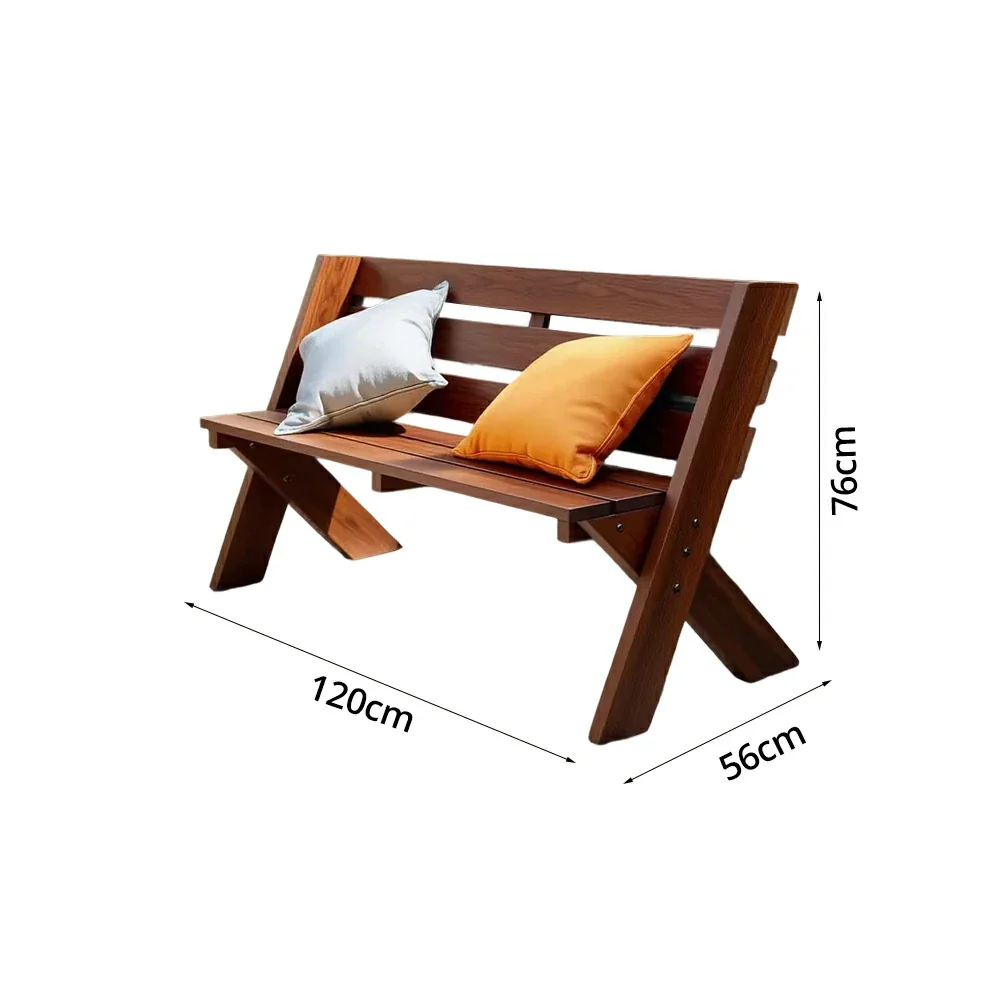 SOLARA 120/150cm Outdoor Two-Seater Bench - Heavy-Duty Solid Hardwood Construction, Reinforced X-Frame Support, Weather-Resistant Finish - Brown - Image 5