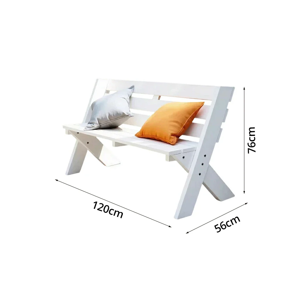 SOLARA 120/150cm Outdoor Two-Seater Bench - Heavy-Duty Solid Hardwood Construction, Reinforced X-Frame Support, Weather-Resistant Finish - White - Image 5