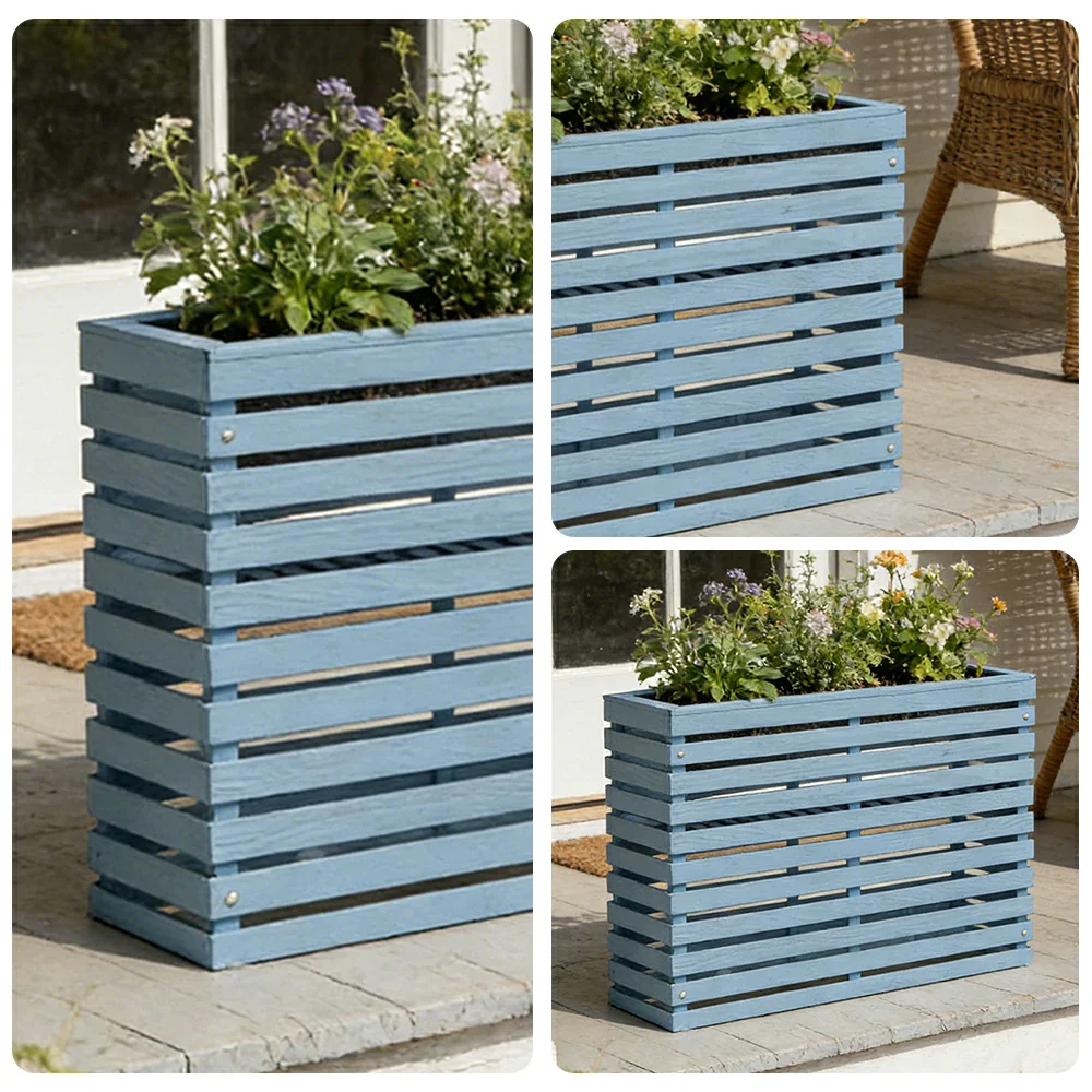 SOLARA 100/120cm Outdoor Planter - Weather-Resistant Anti-Rot Treated Timber - 5-Layer Protection Modern Minimalist Design - Blue - Image 3