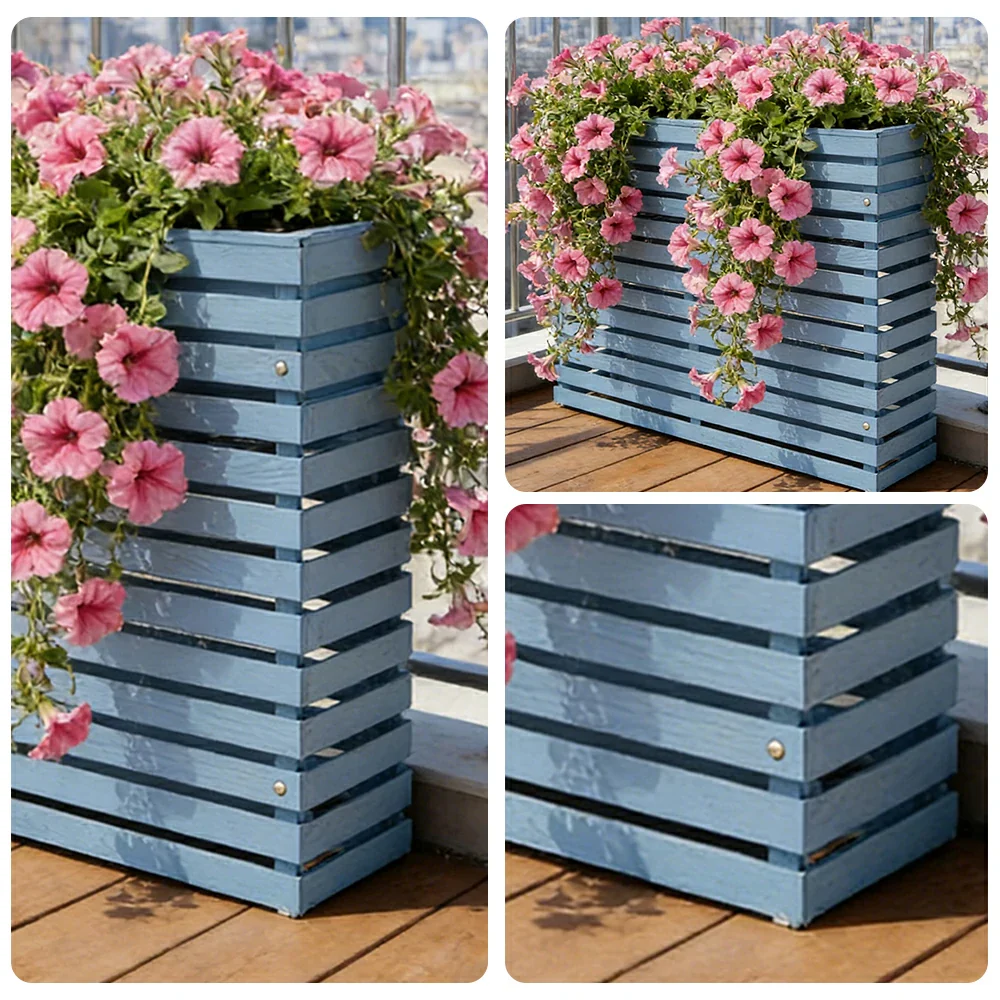 SOLARA 100/120cm Outdoor Planter - Weather-Resistant Anti-Rot Treated Timber - 5-Layer Protection Modern Minimalist Design - Blue - Image 8