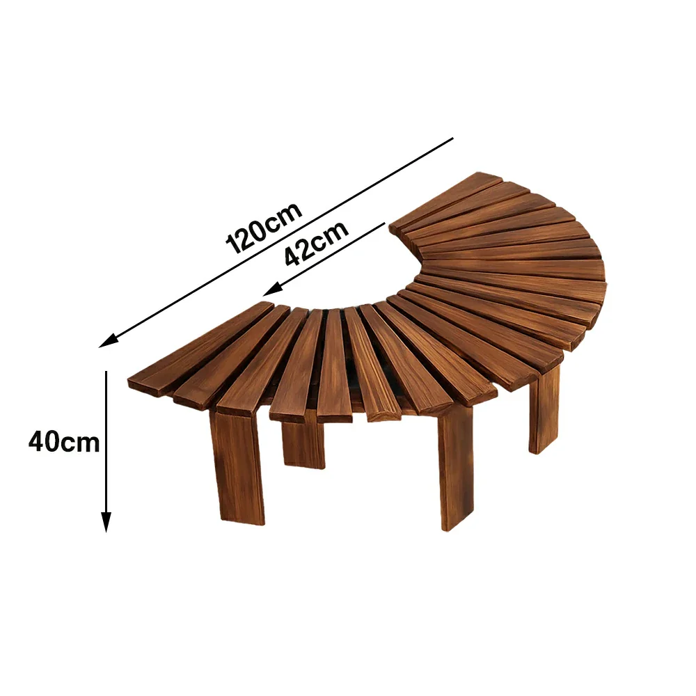 SOLARA Tree Surround Bench - Weather-Resistant Waterproof Solid Timber - Heavy-Duty Outdoor Garden Seating - Brown - Image 5