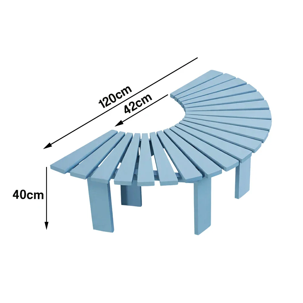 SOLARA Tree Surround Bench - Weather-Resistant Waterproof Solid Timber - Heavy-Duty Outdoor Garden Seating - Blue - Image 5