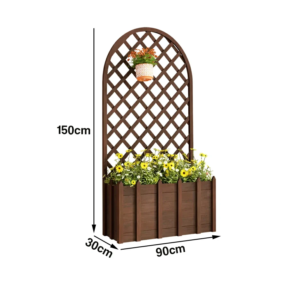 SOLARA 120/150cm Garden Arch Trellis - Weather-Resistant Waterproof Timber - Classic Arched Outdoor Climbing Plant Frame - Brown - Image 6