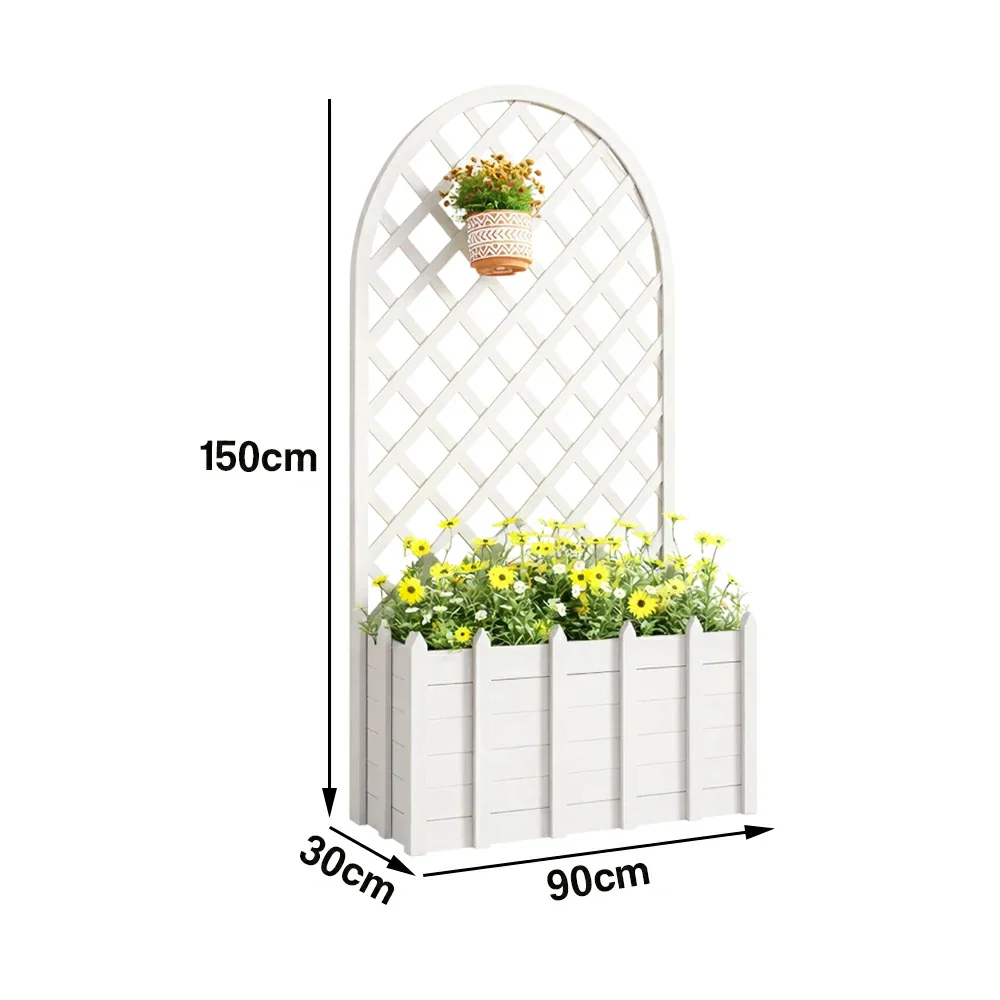 SOLARA 120/150cm Garden Arch Trellis - Weather-Resistant Waterproof Timber - Classic Arched Outdoor Climbing Plant Frame - White - Image 5