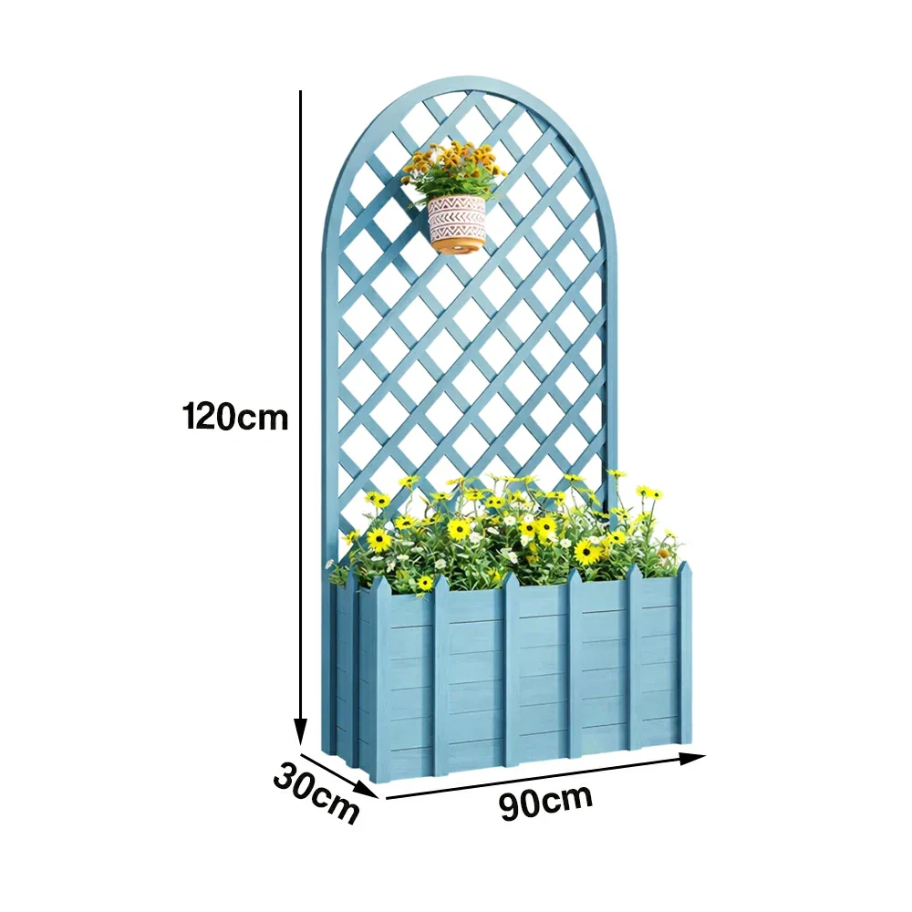 SOLARA 120/150cm Garden Arch Trellis - Weather-Resistant Waterproof Timber - Classic Arched Outdoor Climbing Plant Frame - Blue - Image 6