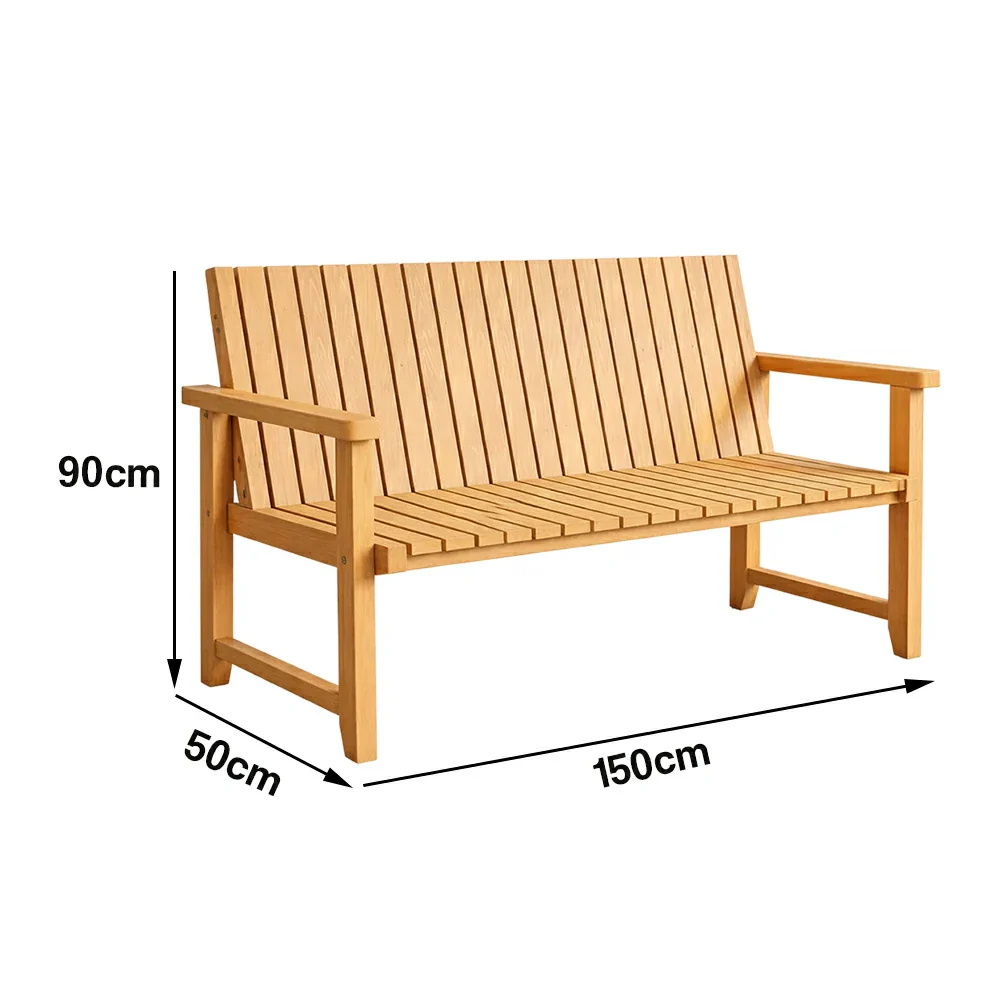 SOLARA 120/150cm Timber Outdoor Bench Seat - Anti-Rot Waterproof Protection - Solid Fir Wood with Reinforced Frame Support - Yellow - Image 5