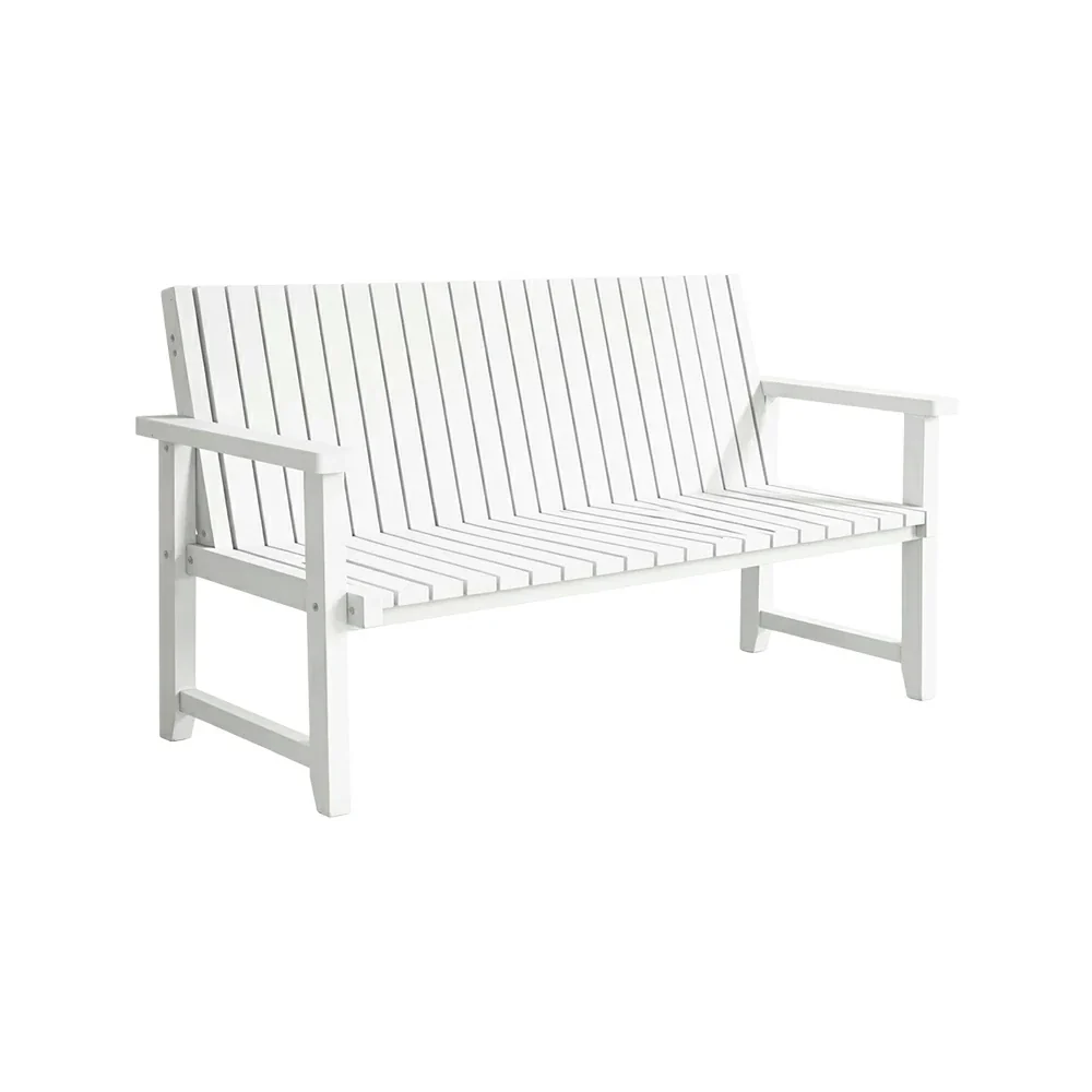 SOLARA 120/150cm Timber Outdoor Bench Seat - Anti-Rot Waterproof Protection - Solid Fir Wood with Reinforced Frame Support - White