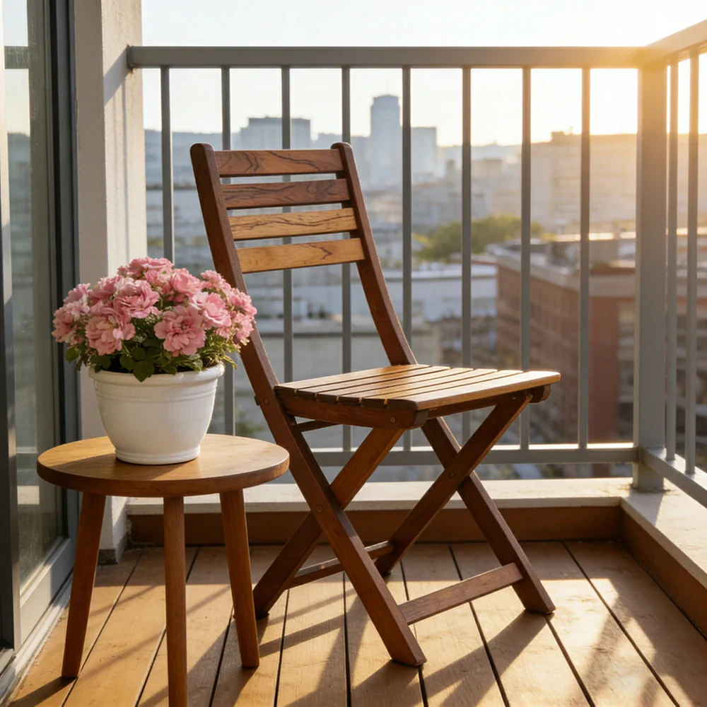 SOLARA Folding Outdoor Chair - Waterproof Anti-Rot Solid Timber - Portable Heavy-Duty Space-Saving Design - Brown - Image 2