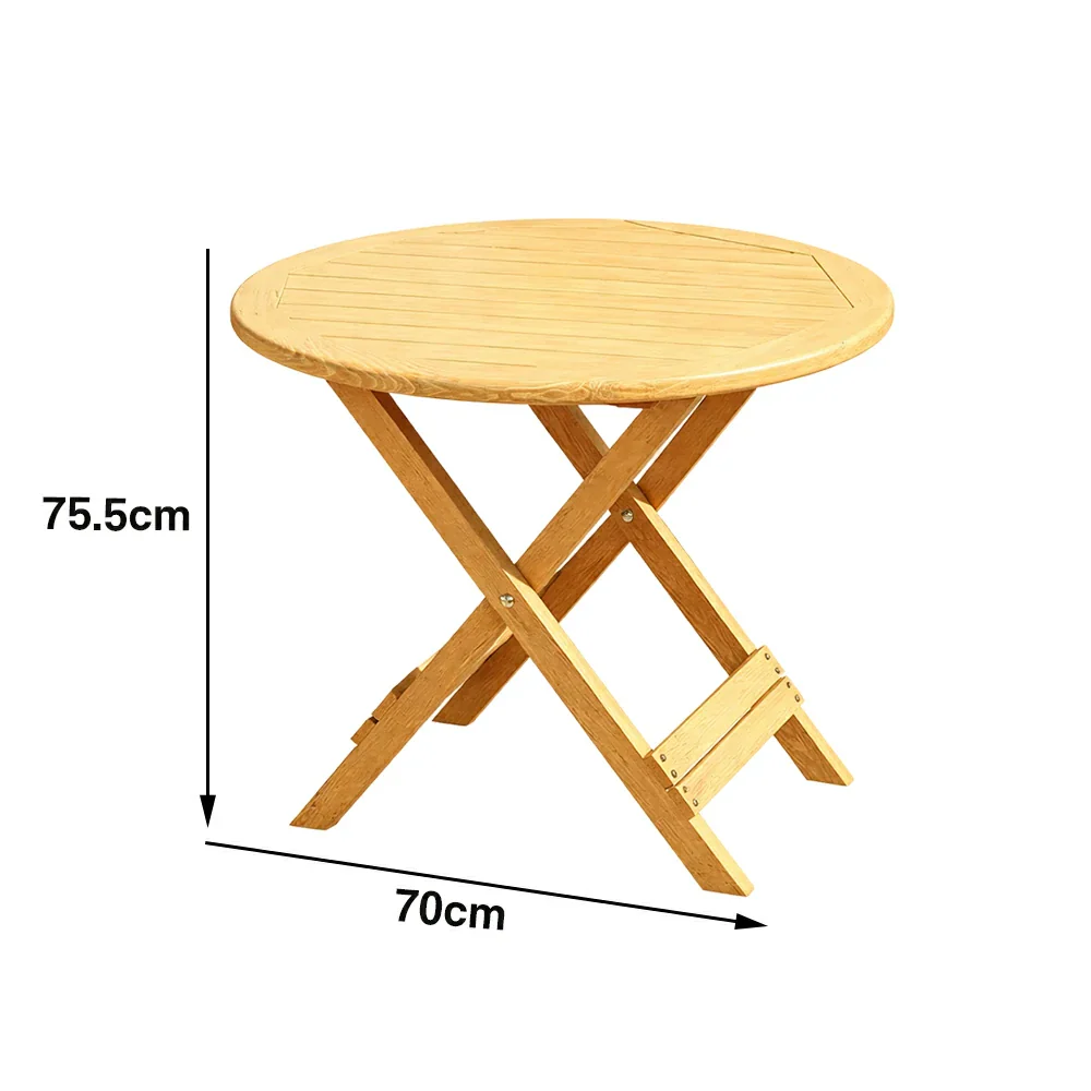 SOLARA Folding Round Table - Waterproof Anti-Rot Solid Timber - Heavy-Duty Portable Space-Saving Design - Yellow - Image 5