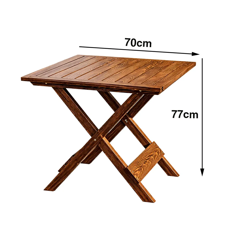 SOLARA Folding Square Table - Waterproof Anti-Rot Solid Timber - Heavy-Duty Portable Space-Saving Design - Brown - Image 5