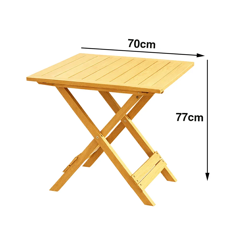 SOLARA Folding Square Table - Waterproof Anti-Rot Solid Timber - Heavy-Duty Portable Space-Saving Design - Yellow - Image 5