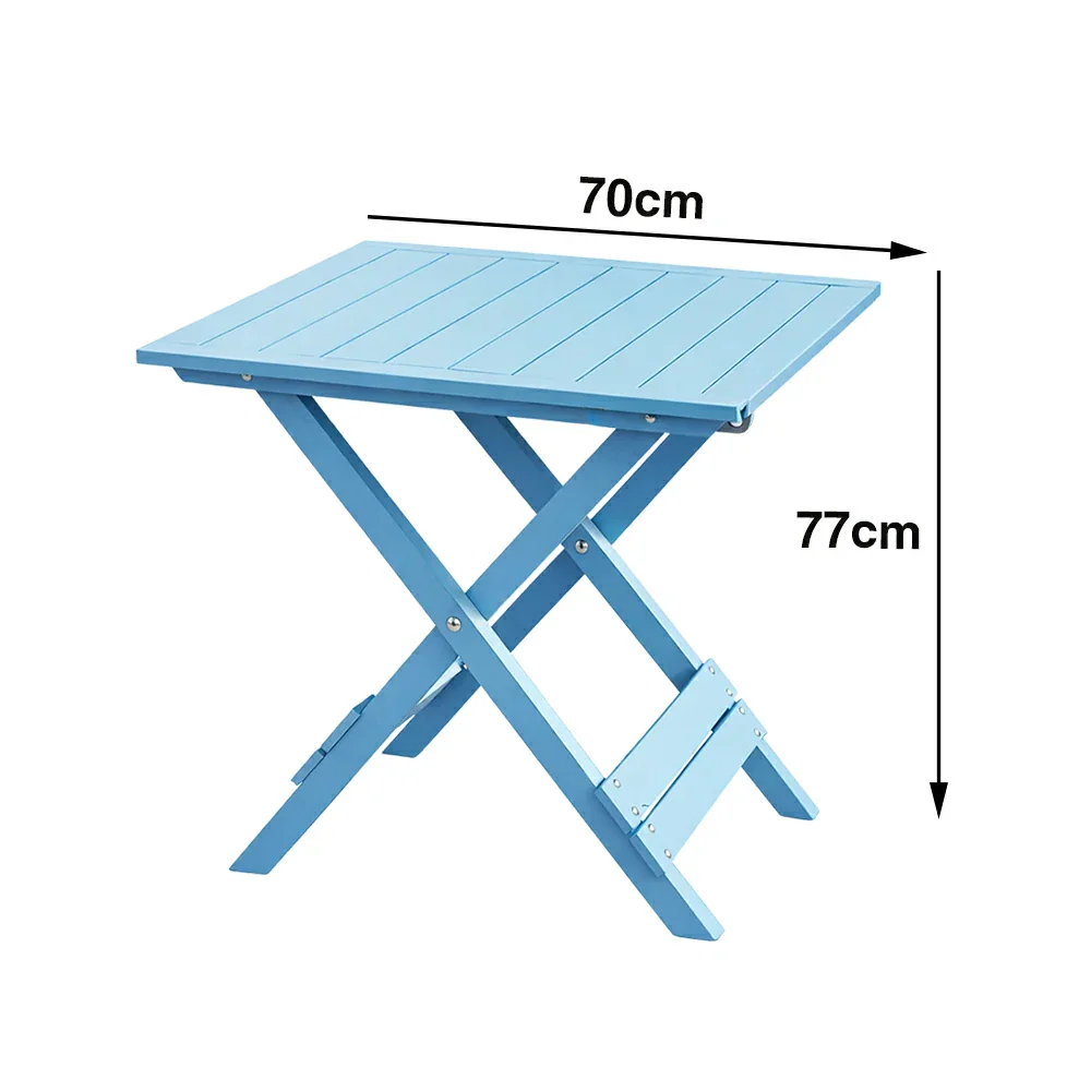 SOLARA Folding Square Table - Waterproof Anti-Rot Solid Timber - Heavy-Duty Portable Space-Saving Design - Blue - Image 5