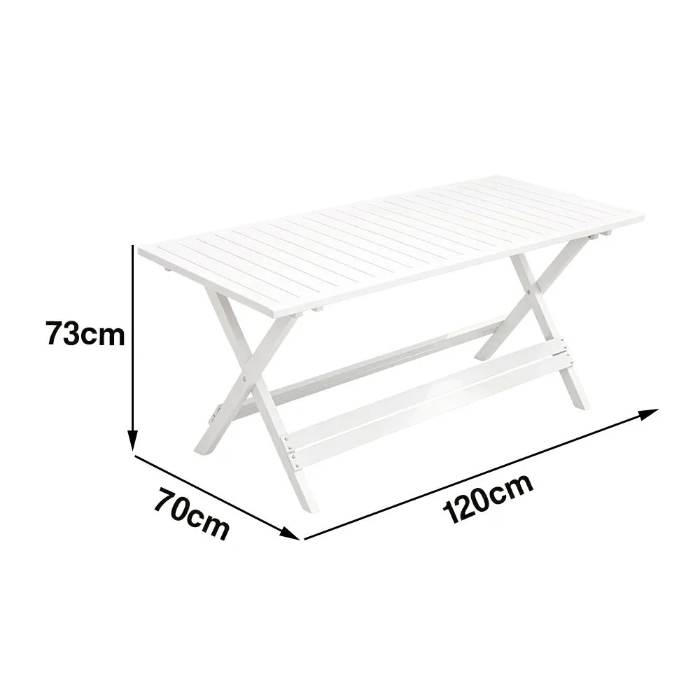 SOLARA Folding Long Table - Waterproof Anti-Rot Solid Timber - Heavy-Duty Portable Space-Saving Design - White - Image 5