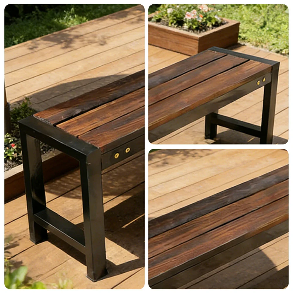 SOLARA 120/150cm Outdoor Bench Seat - Heavy-Duty Cast Aluminium Frame, Solid Timber Slats, Weather-Resistant & Ground-Fixable Design - Walnut - Image 3