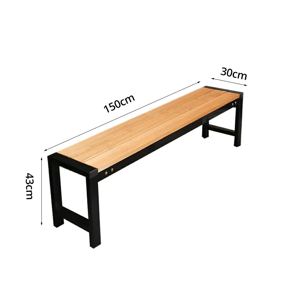 SOLARA 120/150cm Outdoor Bench Seat - Heavy-Duty Cast Aluminium Frame, Solid Timber Slats, Weather-Resistant & Ground-Fixable Design - Wood - Image 6