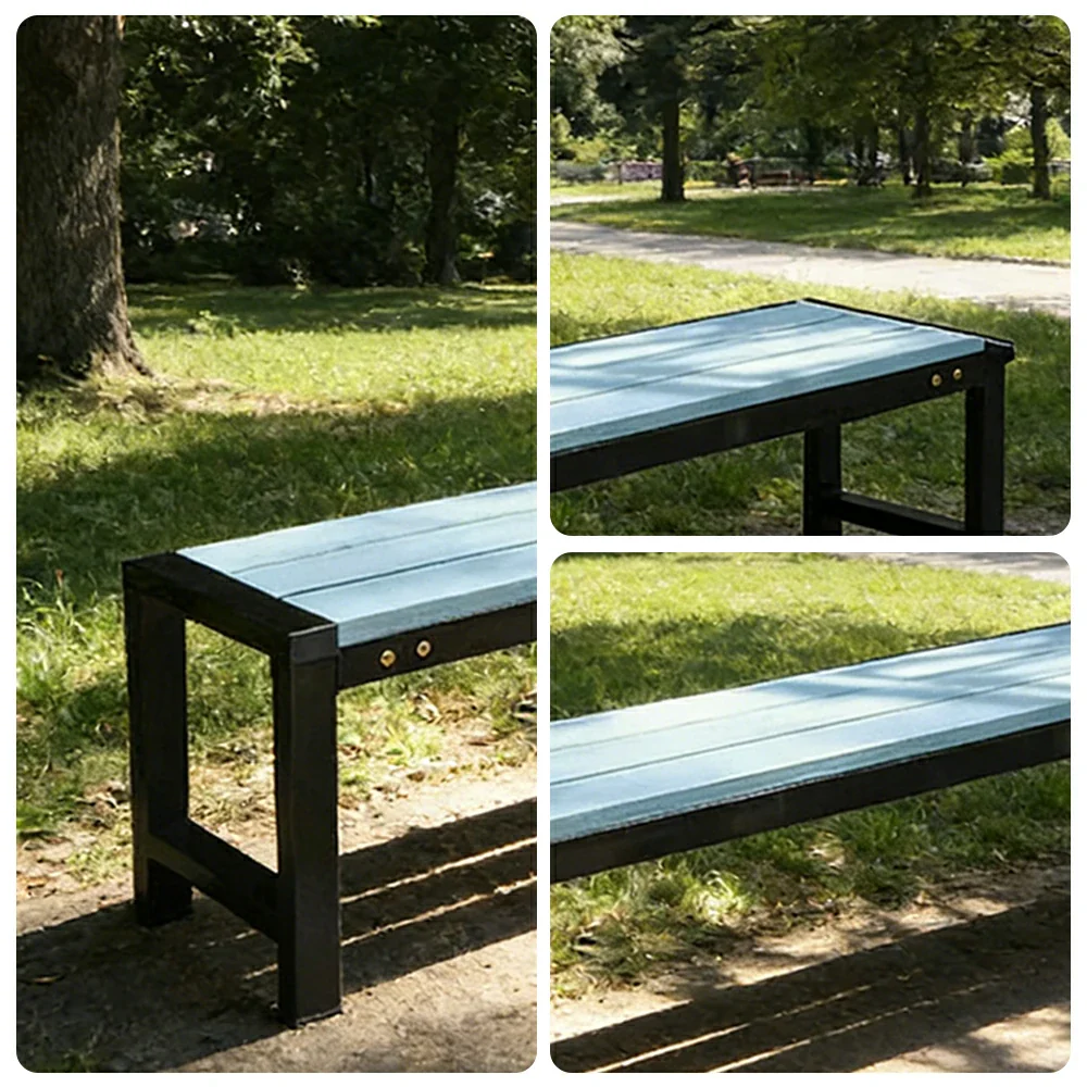 SOLARA 120/150cm Outdoor Bench Seat - Heavy-Duty Cast Aluminium Frame, Solid Timber Slats, Weather-Resistant & Ground-Fixable Design - Blue - Image 3