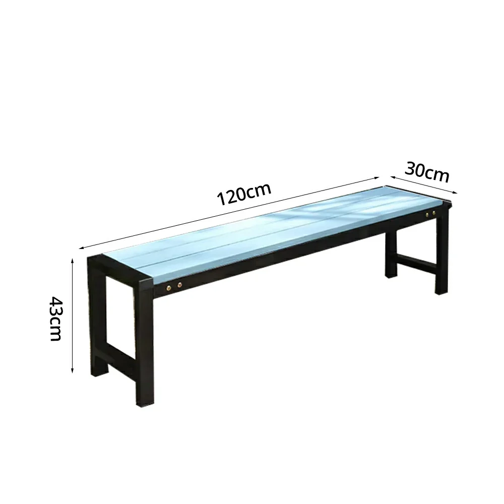SOLARA 120/150cm Outdoor Bench Seat - Heavy-Duty Cast Aluminium Frame, Solid Timber Slats, Weather-Resistant & Ground-Fixable Design - Blue - Image 5