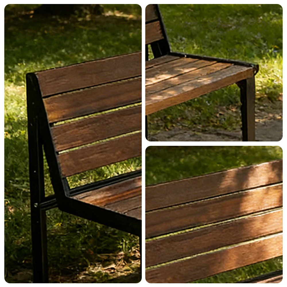 SOLARA 120/150cm Outdoor Bench Seat with Backrest - Heavy-Duty Cast Aluminium Frame, Solid Timber Slats, Weather-Resistant & Ground-Fixable - Walnut - Image 3