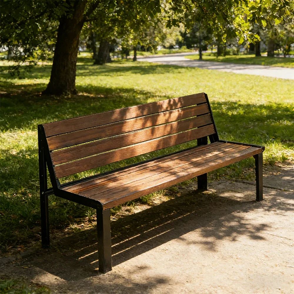 SOLARA 120/150cm Outdoor Bench Seat with Backrest - Heavy-Duty Cast Aluminium Frame, Solid Timber Slats, Weather-Resistant & Ground-Fixable - Walnut - Image 4