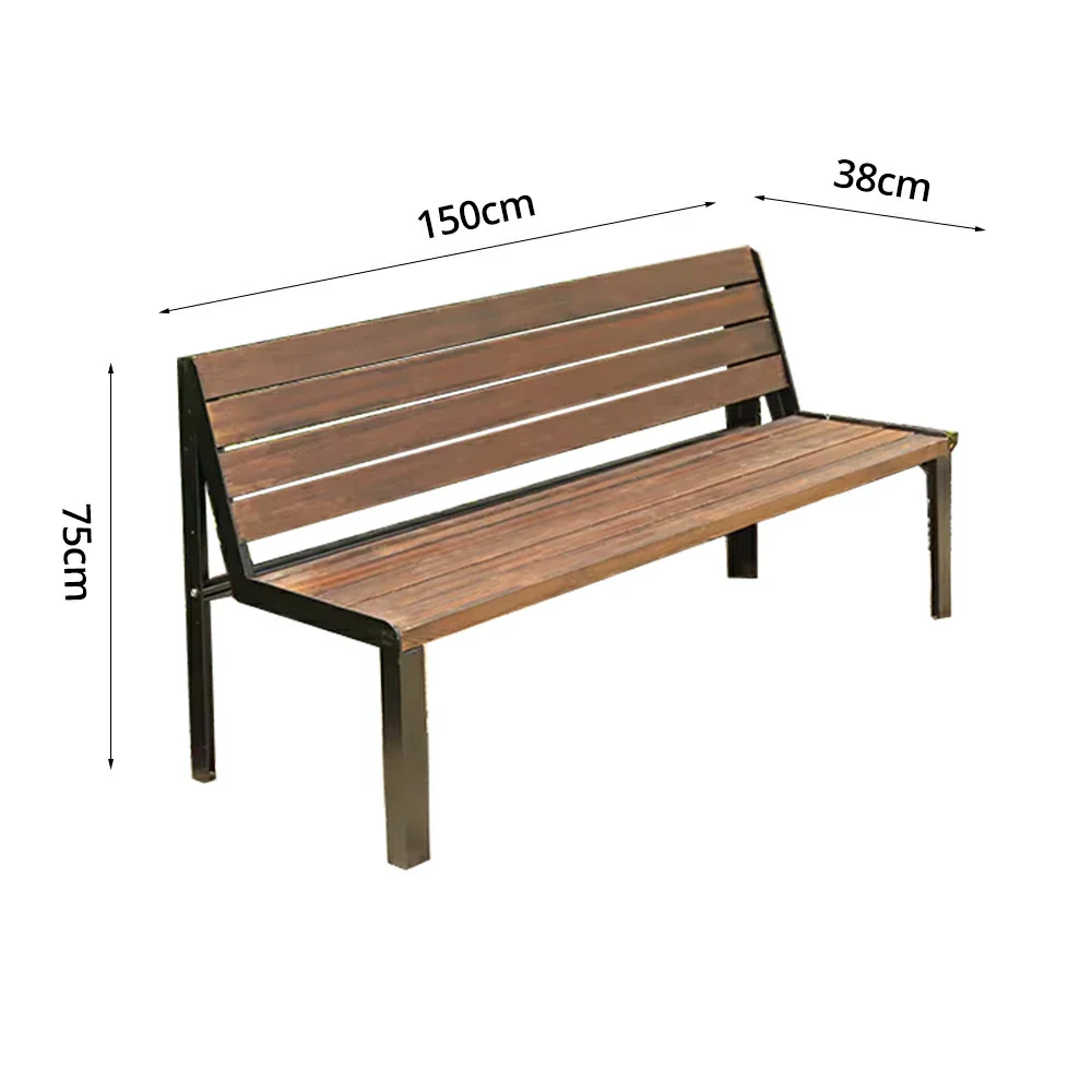 SOLARA 120/150cm Outdoor Bench Seat with Backrest - Heavy-Duty Cast Aluminium Frame, Solid Timber Slats, Weather-Resistant & Ground-Fixable - Walnut - Image 6