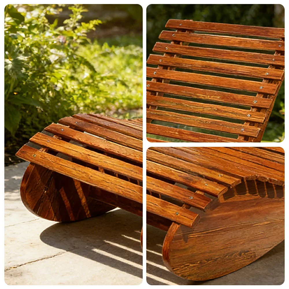 SOLARA Outdoor Rocking Chair - Smooth Curved Rocking Design, Solid Timber Construction, Weather-Resistant & Reinforced Frame - Brown - Image 3