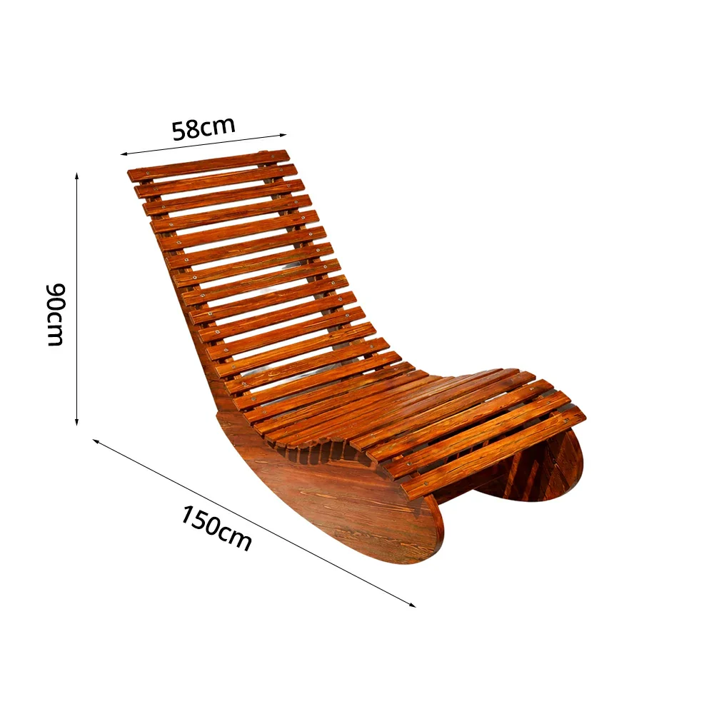 SOLARA Outdoor Rocking Chair - Smooth Curved Rocking Design, Solid Timber Construction, Weather-Resistant & Reinforced Frame - Brown - Image 5
