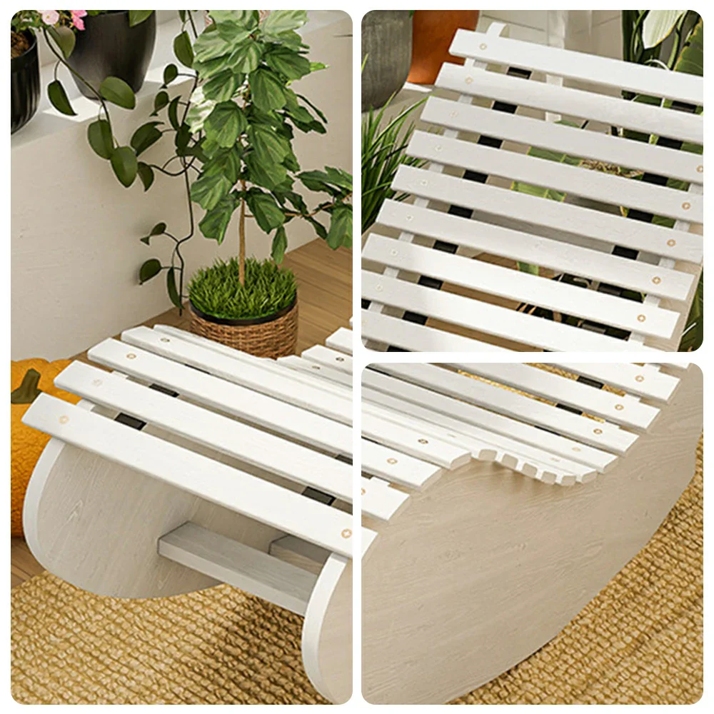 SOLARA Outdoor Rocking Chair - Smooth Curved Rocking Design, Solid Timber Construction, Weather-Resistant & Reinforced Frame - White - Image 3